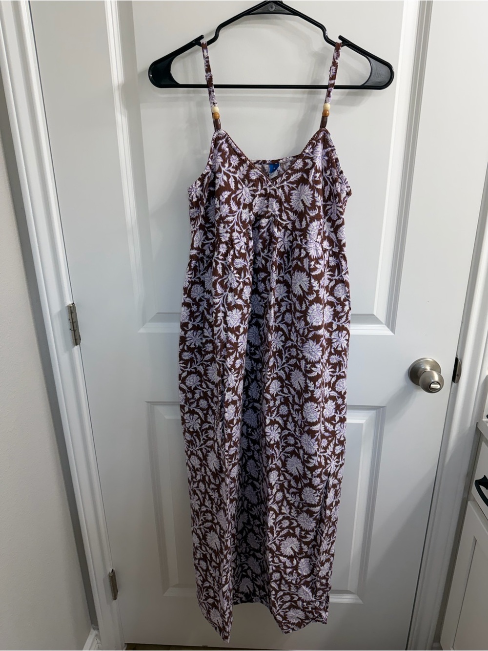 Old Navy Brown & White Floral Spaghetti-Strap Maxi Dress